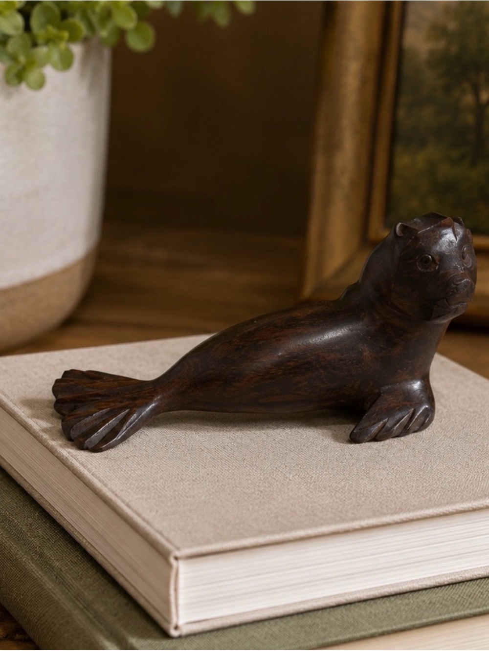 Wooden Seal Vintage Handcarved Vintage